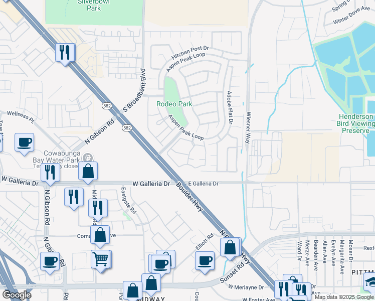 map of restaurants, bars, coffee shops, grocery stores, and more near 701 Aspen Peak Loop in Henderson