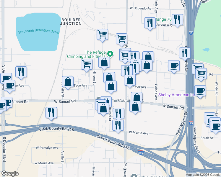 map of restaurants, bars, coffee shops, grocery stores, and more near 3975 West Post Road in Las Vegas