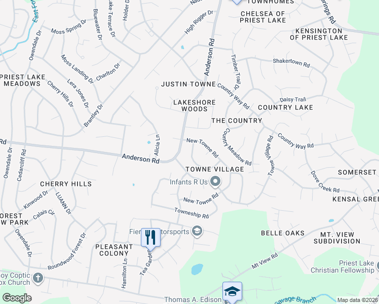 map of restaurants, bars, coffee shops, grocery stores, and more near 3109 Stoneybrook Circle in Nashville