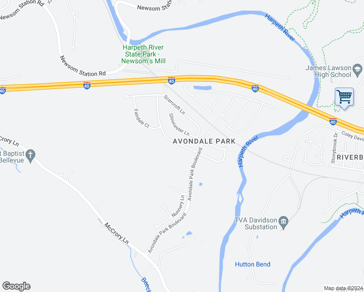 map of restaurants, bars, coffee shops, grocery stores, and more near 721 Wolfeboro Ln in Nashville