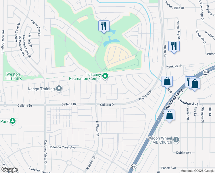 map of restaurants, bars, coffee shops, grocery stores, and more near 519 Via Garo Fano Avenue in Henderson