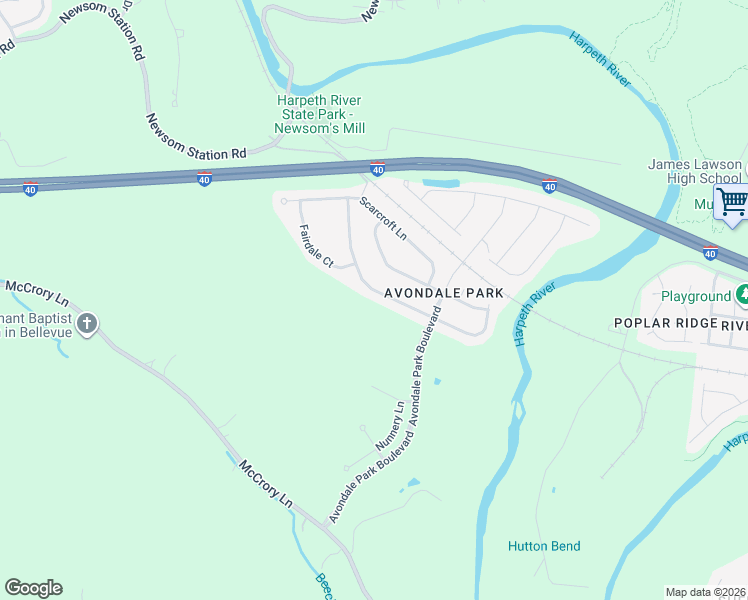 map of restaurants, bars, coffee shops, grocery stores, and more near 624 Wolfeboro Lane in Nashville