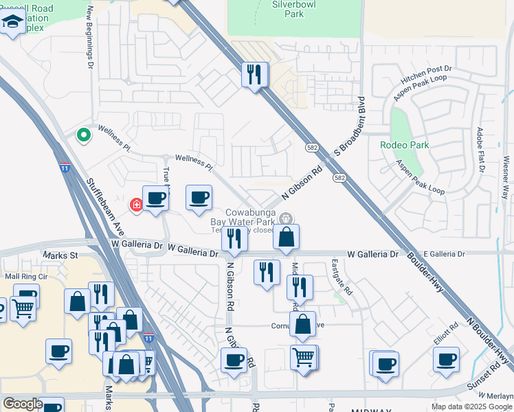map of restaurants, bars, coffee shops, grocery stores, and more near 977 Gearus Place in Henderson