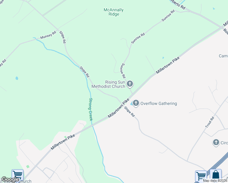 map of restaurants, bars, coffee shops, grocery stores, and more near 3322 Shipe Road in Corryton