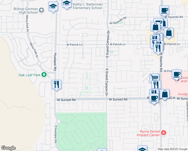 map of restaurants, bars, coffee shops, grocery stores, and more near 6329 Yampa River Way in Las Vegas