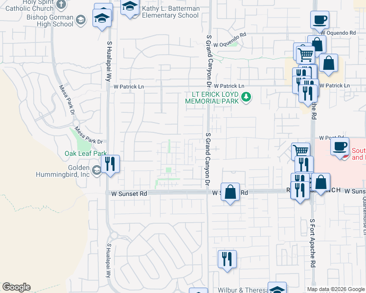 map of restaurants, bars, coffee shops, grocery stores, and more near 9909 Mustang Creek Way in Las Vegas