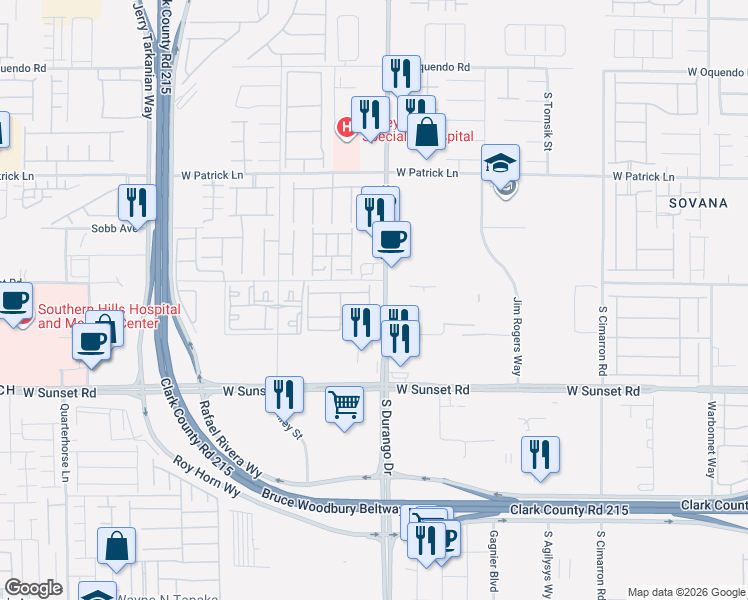 map of restaurants, bars, coffee shops, grocery stores, and more near in Spring Valley