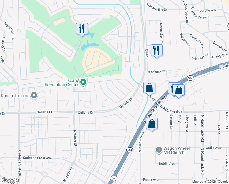 map of restaurants, bars, coffee shops, grocery stores, and more near 1027 Via Nandina Place in Henderson