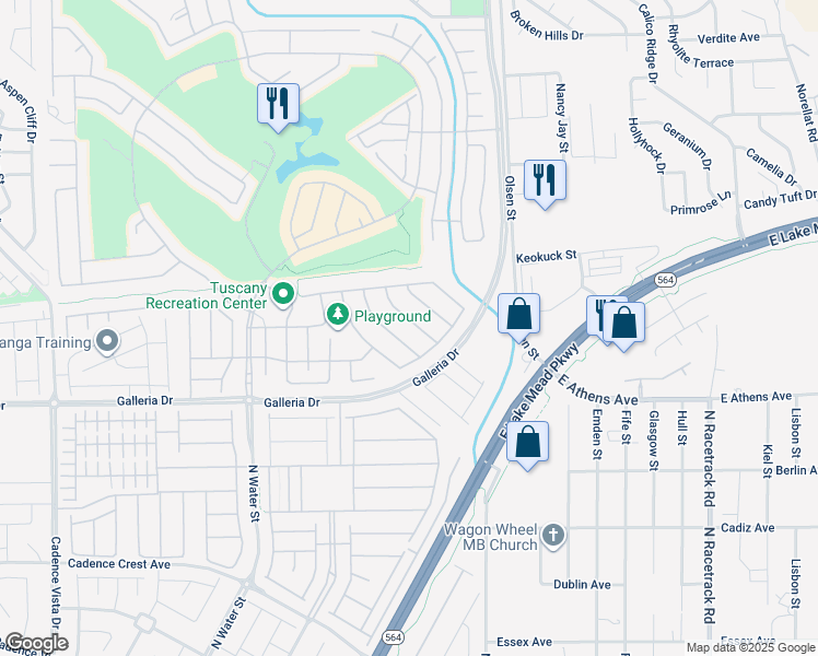 map of restaurants, bars, coffee shops, grocery stores, and more near 1027 Via Nandina Place in Henderson