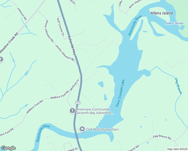 map of restaurants, bars, coffee shops, grocery stores, and more near 180 Lakeshore Drive in Greeneville
