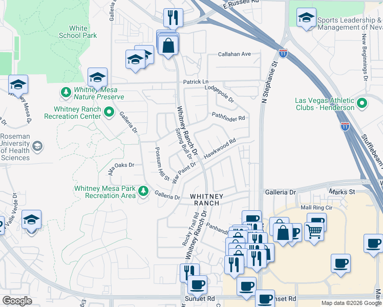 map of restaurants, bars, coffee shops, grocery stores, and more near in Henderson