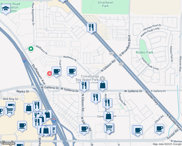 map of restaurants, bars, coffee shops, grocery stores, and more near 983 Gearus Place in Henderson
