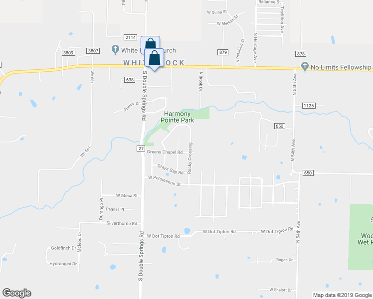 map of restaurants, bars, coffee shops, grocery stores, and more near 587 Rocky Crossing in Fayetteville