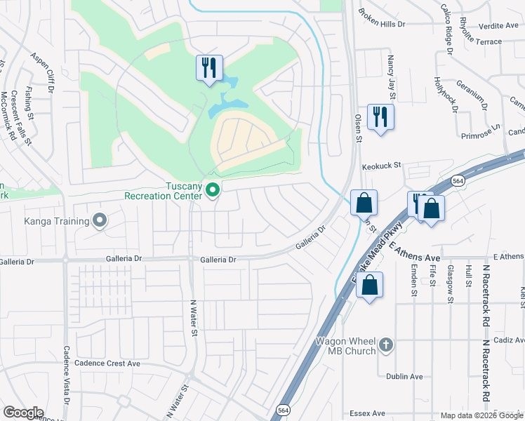 map of restaurants, bars, coffee shops, grocery stores, and more near 1056 Via Saint Lucia Place in Henderson