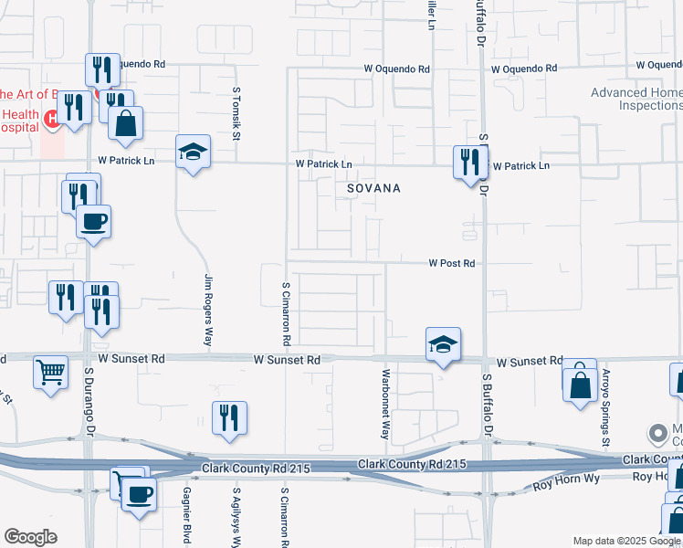 map of restaurants, bars, coffee shops, grocery stores, and more near Brown Clay Avenue in Las Vegas