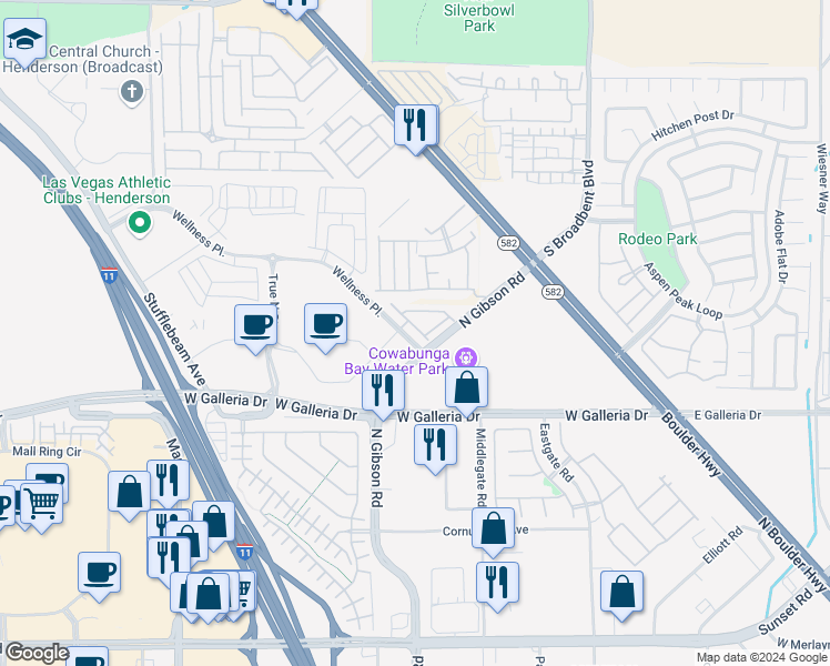 map of restaurants, bars, coffee shops, grocery stores, and more near 983 Gearus Place in Henderson