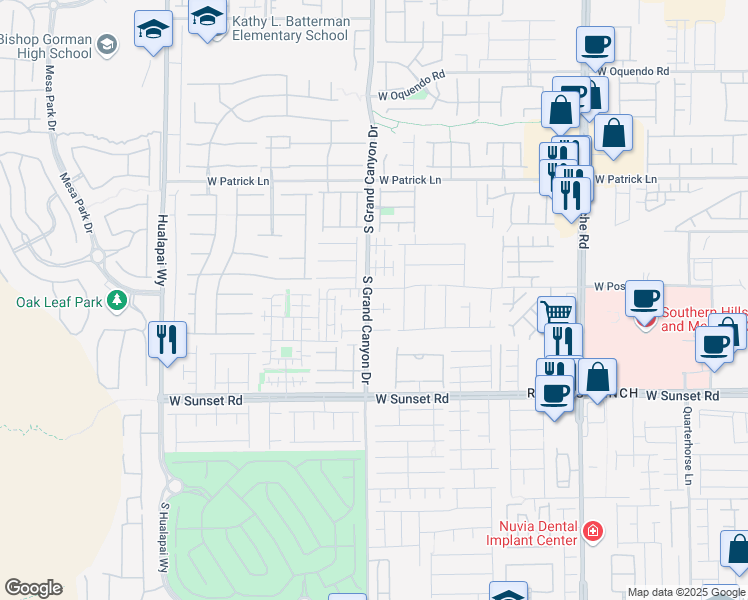 map of restaurants, bars, coffee shops, grocery stores, and more near 9790 West Overlook Ridge Avenue in Las Vegas
