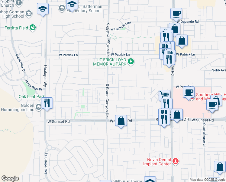 map of restaurants, bars, coffee shops, grocery stores, and more near 9768 West Overlook Ridge Avenue in Las Vegas
