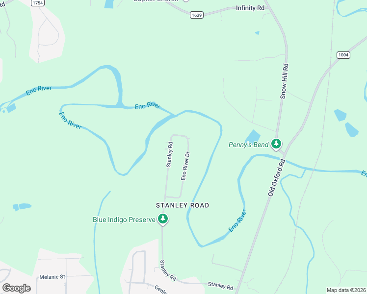 map of restaurants, bars, coffee shops, grocery stores, and more near 5419 Eno River Drive in Durham