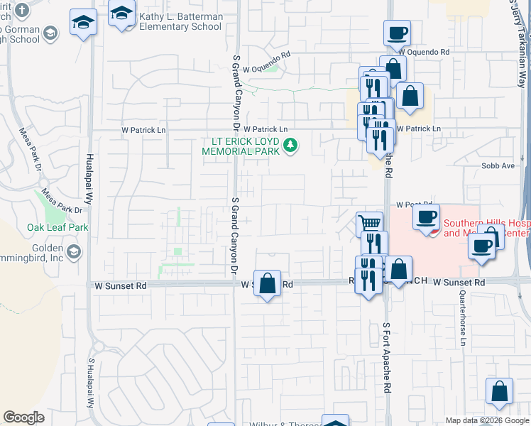 map of restaurants, bars, coffee shops, grocery stores, and more near 6314 Whispering Creek Street in Las Vegas