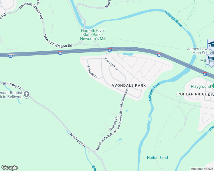 map of restaurants, bars, coffee shops, grocery stores, and more near 624 Wolfeboro Lane in Nashville