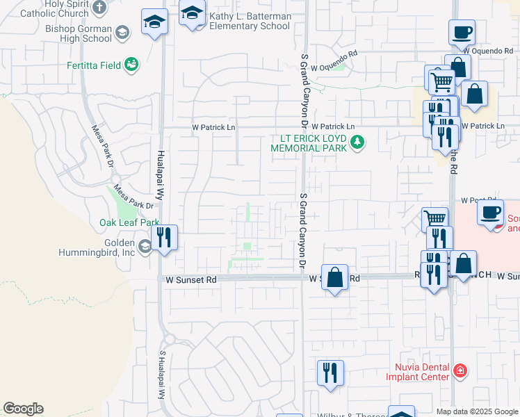 map of restaurants, bars, coffee shops, grocery stores, and more near 9915 Mustang Creek Way in Las Vegas