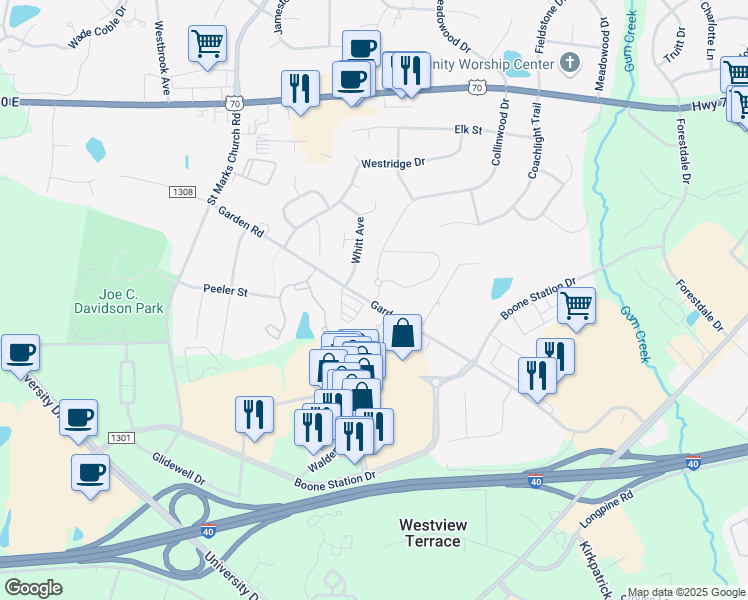 map of restaurants, bars, coffee shops, grocery stores, and more near 797 Collinwood Drive in Burlington