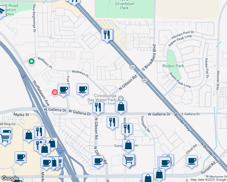 map of restaurants, bars, coffee shops, grocery stores, and more near 860 Angwin Lane in Henderson