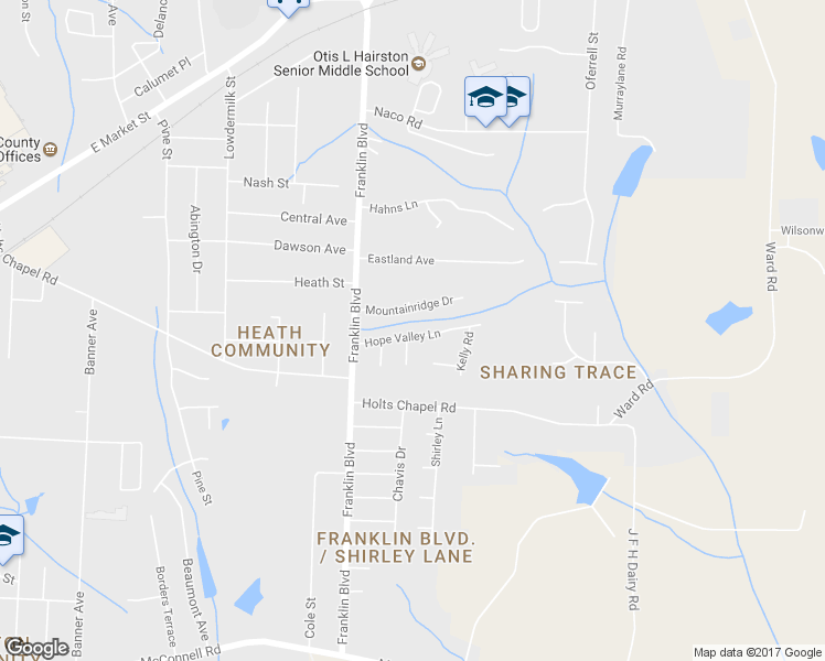map of restaurants, bars, coffee shops, grocery stores, and more near 4101 Hope Valley Lane in Greensboro