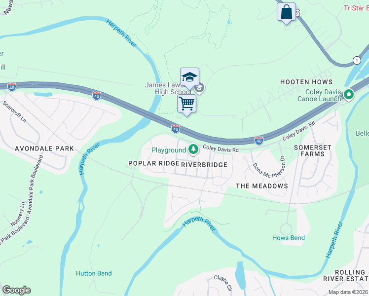 map of restaurants, bars, coffee shops, grocery stores, and more near 4017 Stonybrook Drive in Nashville