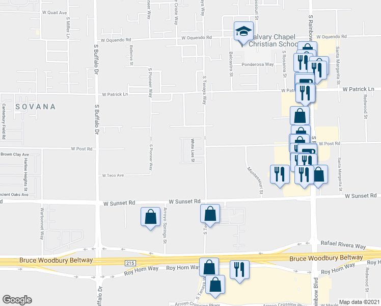 map of restaurants, bars, coffee shops, grocery stores, and more near 7399 Solar Rays Ct in Las Vegas