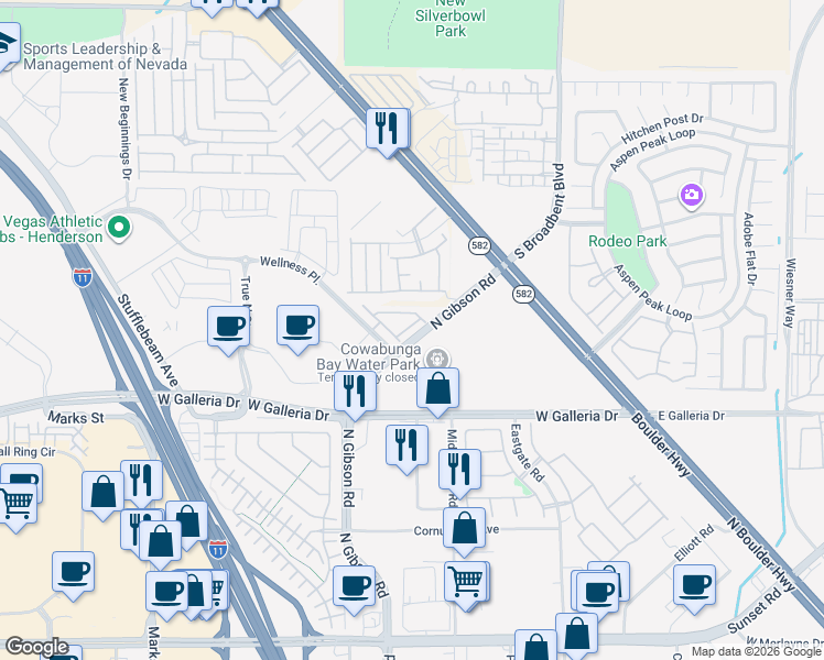 map of restaurants, bars, coffee shops, grocery stores, and more near 862 Angwin Lane in Henderson