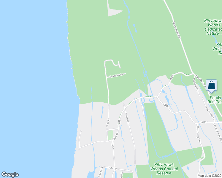 map of restaurants, bars, coffee shops, grocery stores, and more near 4431 Ridge Road in Kitty Hawk