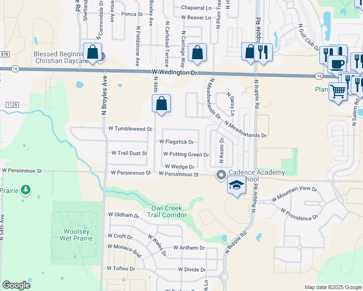 map of restaurants, bars, coffee shops, grocery stores, and more near 4437 West Flagstick Drive in Fayetteville
