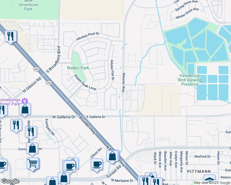 map of restaurants, bars, coffee shops, grocery stores, and more near 877 Tollbrook Way in Henderson