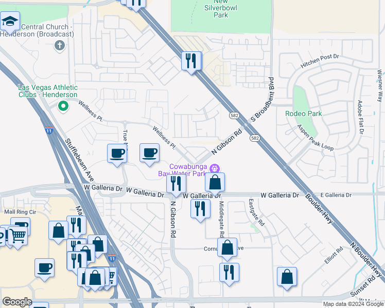 map of restaurants, bars, coffee shops, grocery stores, and more near 986 Gearus Place in Henderson