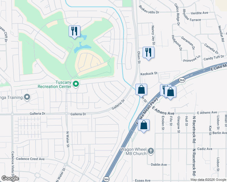 map of restaurants, bars, coffee shops, grocery stores, and more near 1026 Via Nandina Place in Henderson