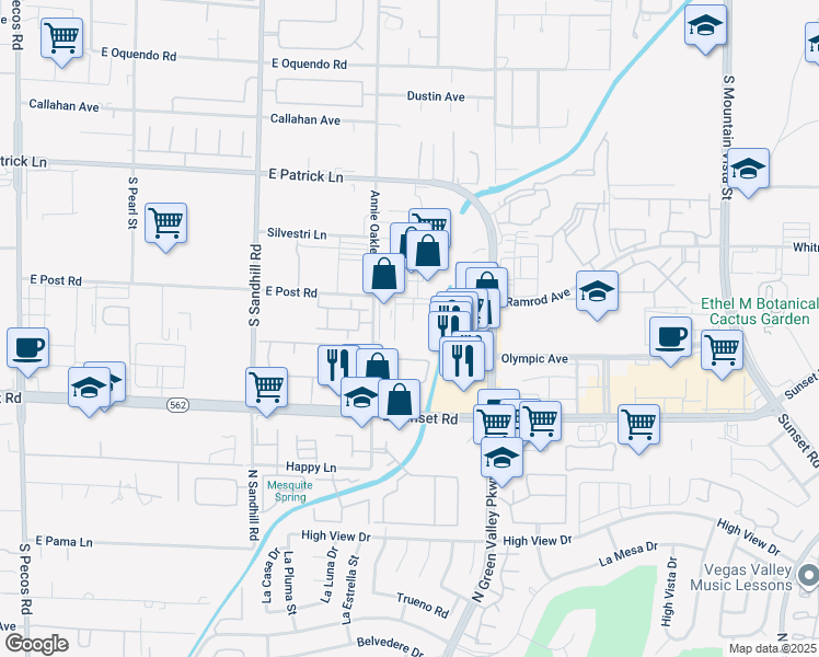 map of restaurants, bars, coffee shops, grocery stores, and more near 4027 East Post Road in Las Vegas