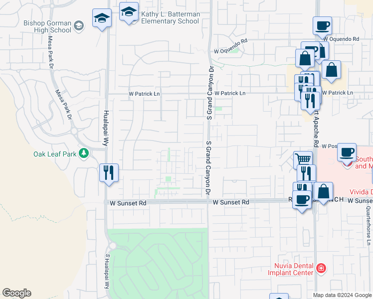 map of restaurants, bars, coffee shops, grocery stores, and more near 6312 Yampa River Way in Las Vegas