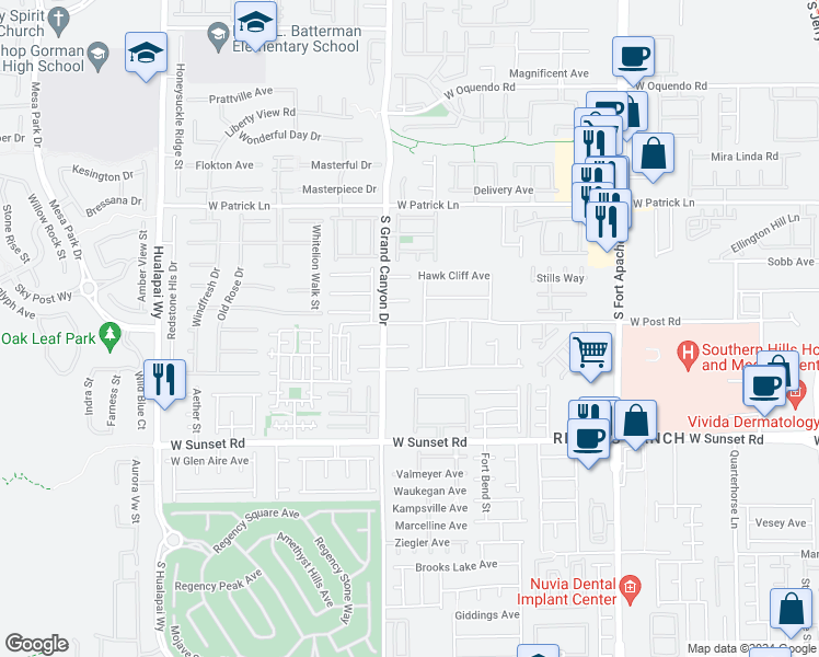 map of restaurants, bars, coffee shops, grocery stores, and more near 9757 Spinnaker Creek Avenue in Las Vegas