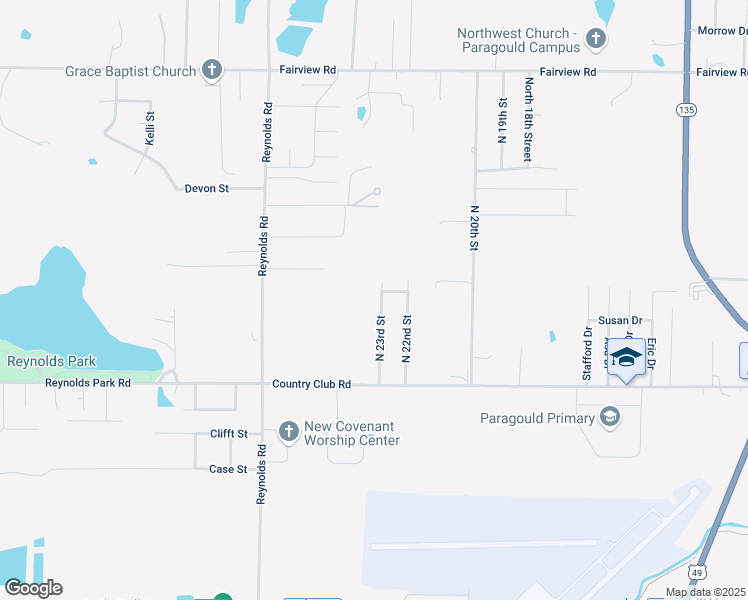 map of restaurants, bars, coffee shops, grocery stores, and more near 1401 North 23rd Street in Paragould
