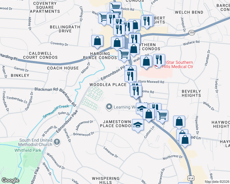 map of restaurants, bars, coffee shops, grocery stores, and more near 4420 Providence Heights in Nashville