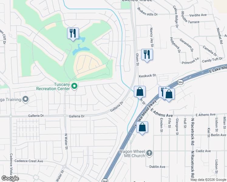map of restaurants, bars, coffee shops, grocery stores, and more near 1025 Viale Placenza Place in Henderson