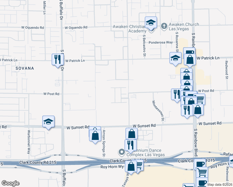 map of restaurants, bars, coffee shops, grocery stores, and more near 6306 Arcade Fire Street in Las Vegas
