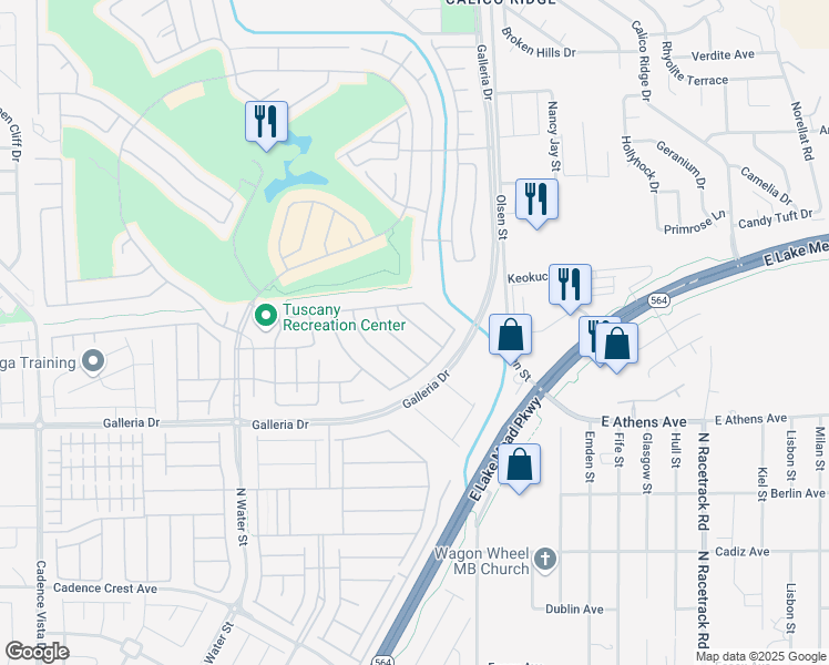 map of restaurants, bars, coffee shops, grocery stores, and more near 1025 Viale Placenza Place in Henderson