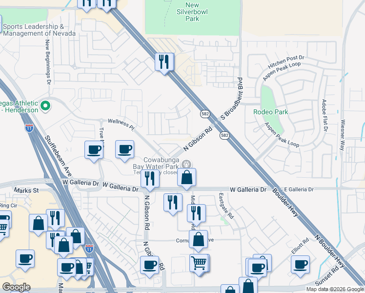 map of restaurants, bars, coffee shops, grocery stores, and more near 800 Atleigh Avenue in Henderson