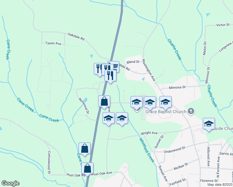map of restaurants, bars, coffee shops, grocery stores, and more near 178 Schools Dr in Camden