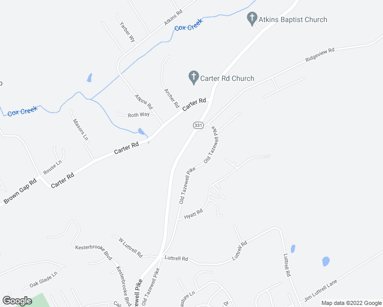 map of restaurants, bars, coffee shops, grocery stores, and more near 5820 Tazewell Pike in Knoxville