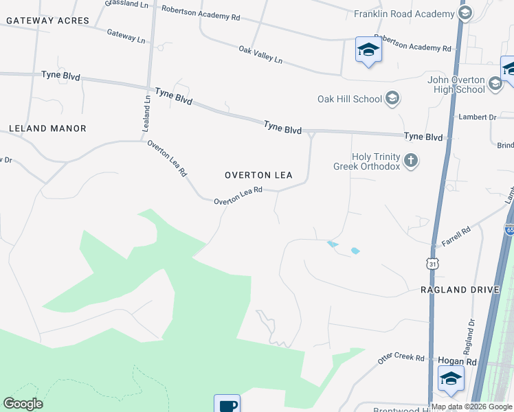 map of restaurants, bars, coffee shops, grocery stores, and more near 919 Overton Lea Road in Nashville