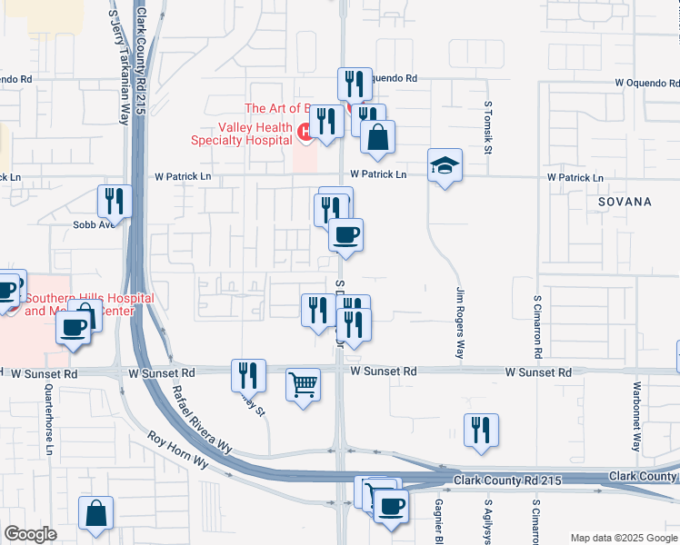 map of restaurants, bars, coffee shops, grocery stores, and more near S Durango Dr & W Post Rd in Las Vegas